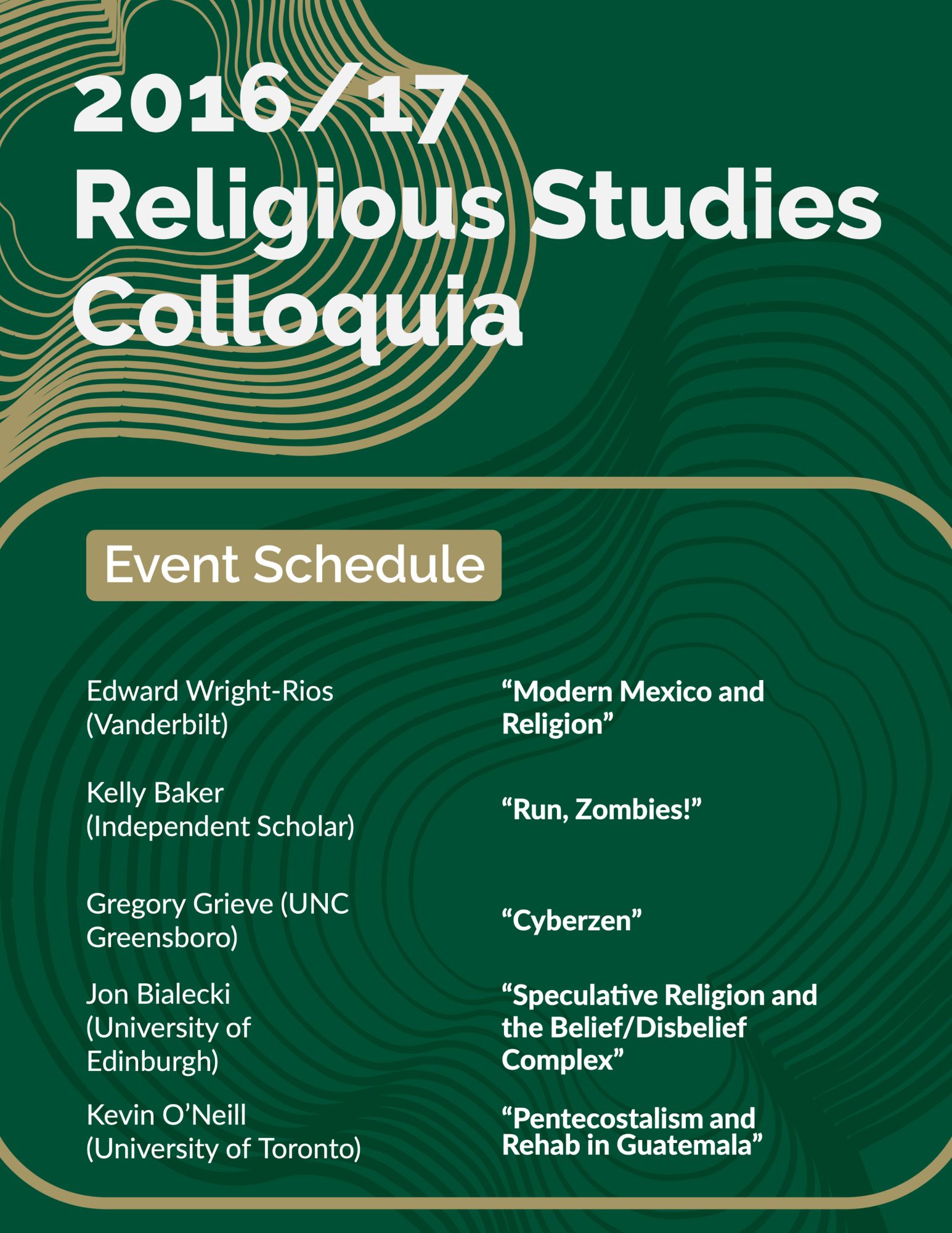2017/18 Religious Studies Colloquia
Event Schedule