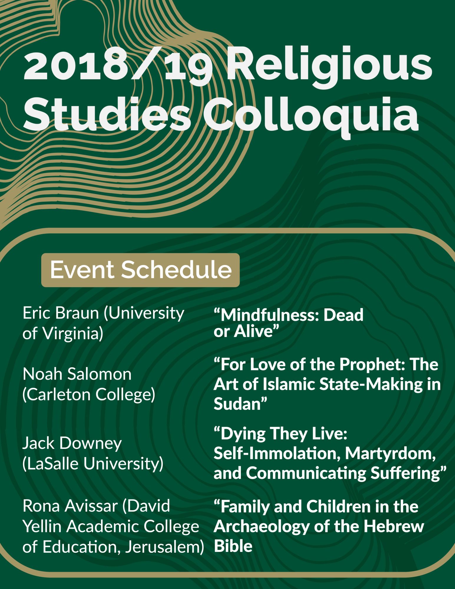 2018/19 Religious Studies Colloquia
Event Schedule